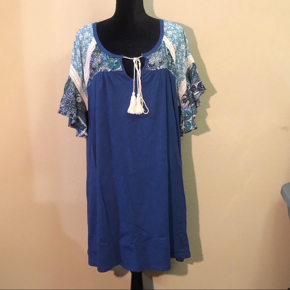 Umgee Blue BoHo Dress Size XL